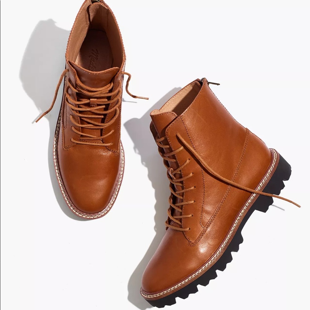 Madewell 8.5 Citywalk Lugsole Lace-Up Leather Boot